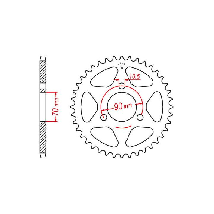 Couronne acier JT 45 dents pas 420 type 239 Couronne acier JT 45 dents pas 420 type 239