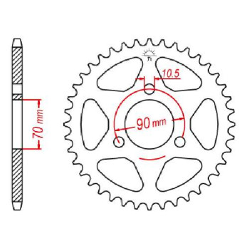 Couronne acier JT 45 dents pas 420 type 239 Couronne acier JT 45 dents pas 420 type 239