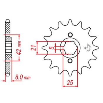 Pignon JT 15 dents pas 520 type 575 Honda XT600
