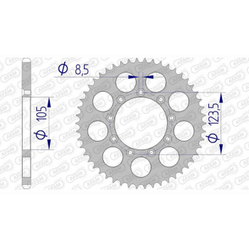 Couronne alu AFAM 49 dents pas 520 type 93314 T.M. 125 Enduro Couronne alu AFAM 49 dents pas 520 type 93314 T.M. 125 Enduro