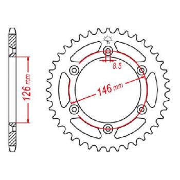 Couronne acier JT 44 dents pas 520 type 808