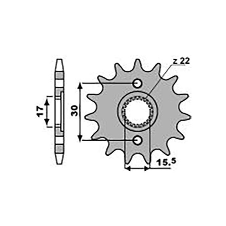 Pignon PBR 15 dents pas 428 type 332M Honda CR80R