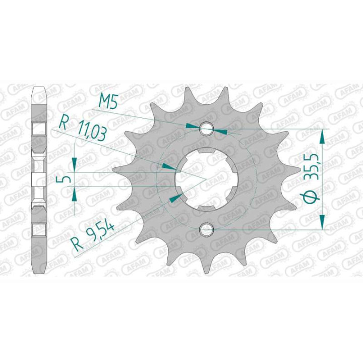 Pignon AFAM 15 dents pas 428 type 21305 Yamaha TW125