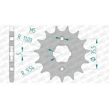 Pignon AFAM 15 dents pas 428 type 21305 Yamaha TW125