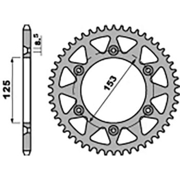 Couronne acier PBR 45 dents pas 520 type 289 Honda CR/CRF
