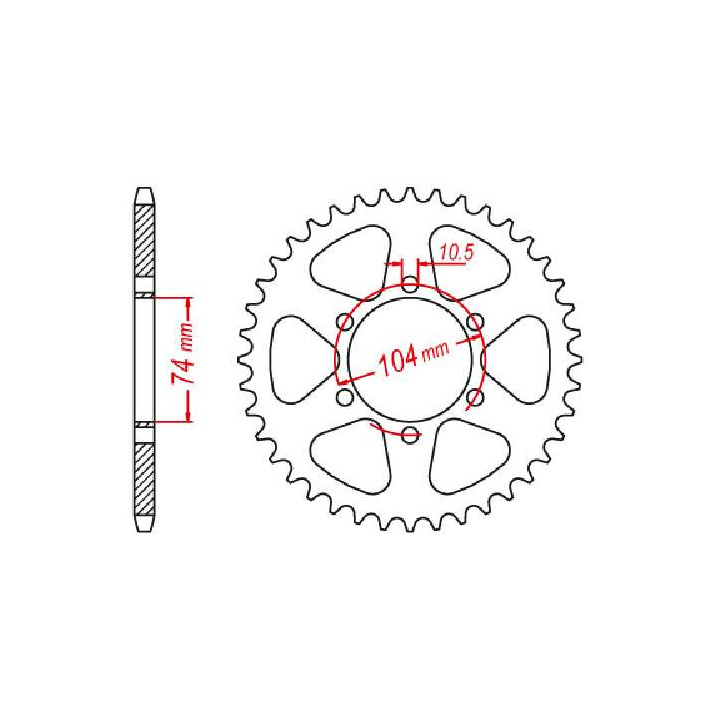 Couronne acier JT 40 dents pas 520 type 1458