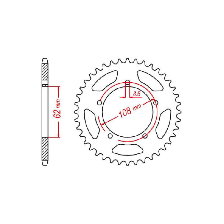 Couronne acier JT 40 dents pas 520 type 21