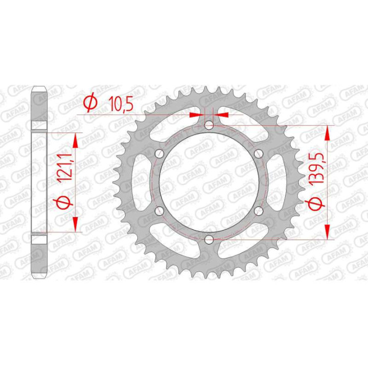 Couronne acier AFAM 45 dents pas 525 type 44501 Cagiva 650 V-Raptor