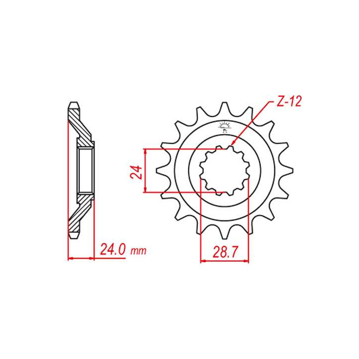 Pignon JT 17 dents pas 530 type 528