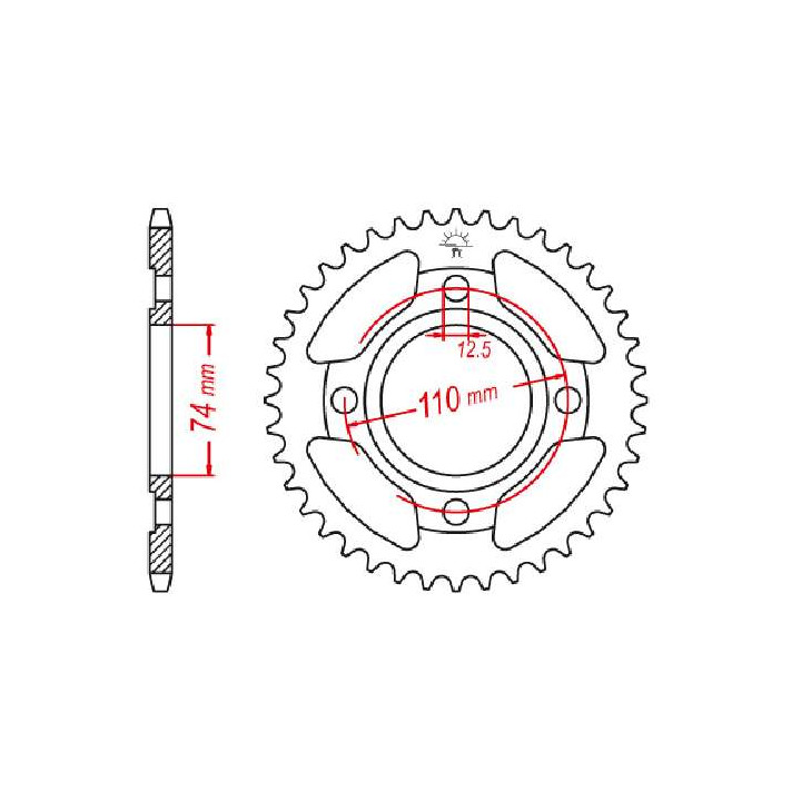 Couronne acier JT 43 dents pas 530 type 854