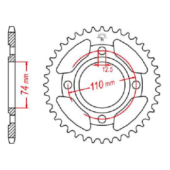 Couronne acier JT 43 dents pas 530 type 854