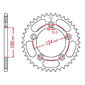 Couronne acier JT 39 dents pas 525 type 744