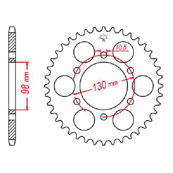 Couronne acier JT 33 dents pas 630 type 483