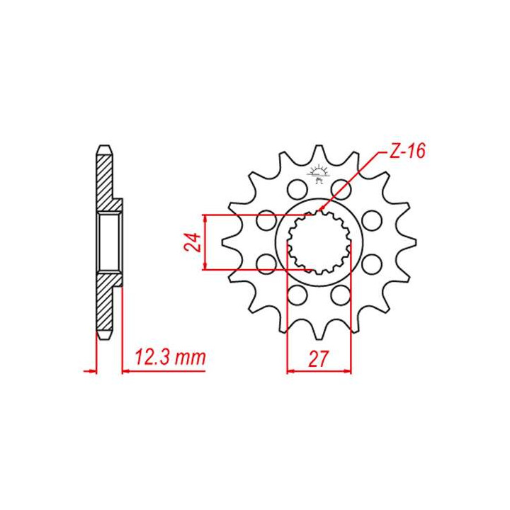 Pignon JT 17 dents pas 525 type 444 Suzuki GSX-R1000