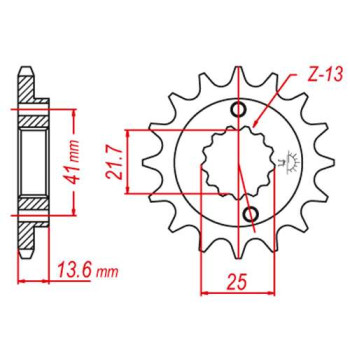 Pignon JT 14 dents pas 520 type 1307 Honda XR650R