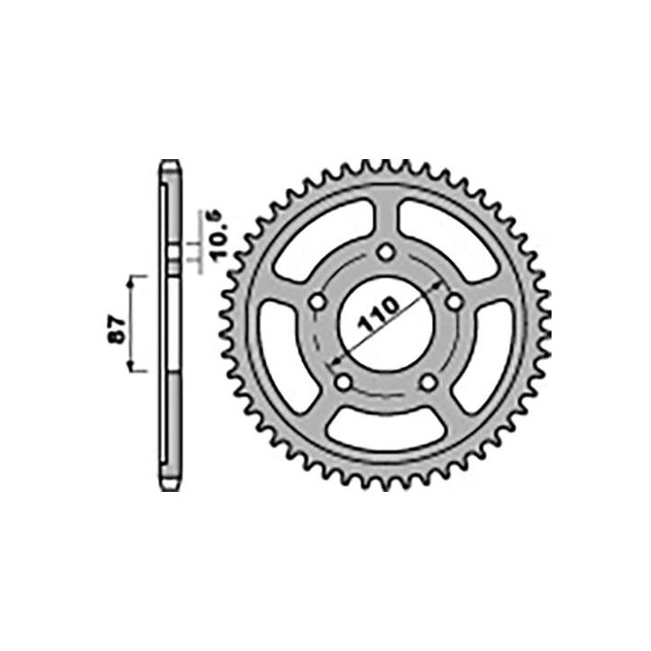 Couronne acier PBR 45 dents pas 525 type 828 Suzuki SV 650 Couronne acier PBR 45 dents pas 525 type 828 Suzuki SV 650