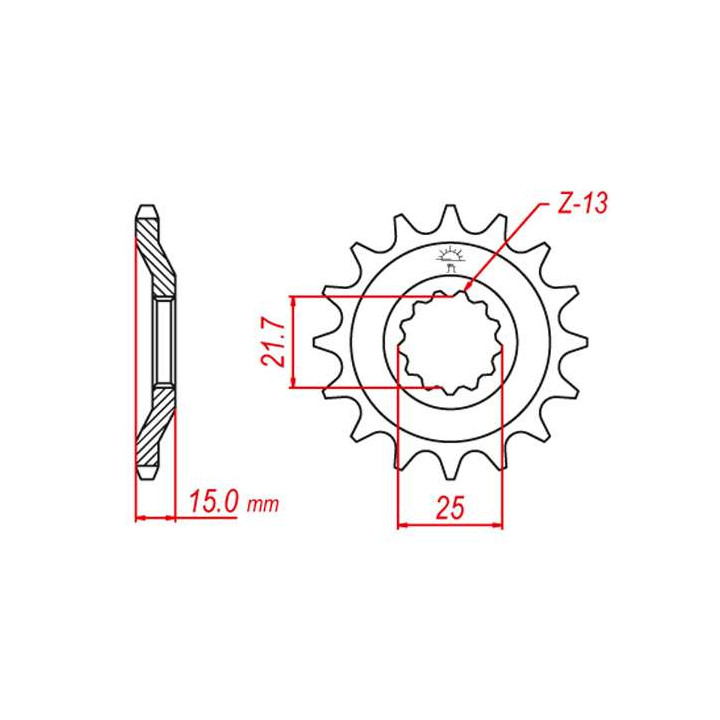 Pignon JT 15 dents pas 630 type 514