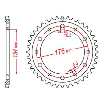 Couronne acier JT 45 dents pas 525 type 1340 Couronne acier JT 45 dents pas 525 type 1340