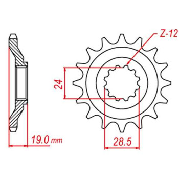 Pignon JT 15 dents pas 632 type 524 Pignon JT 15 dents pas 632 type 524