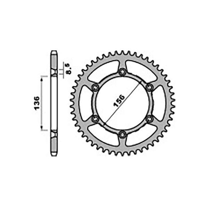 Couronne acier PBR 45 dents pas 520 type 820 Husqvarna SM450R Couronne acier PBR 45 dents pas 520 type 820 Husqvarna SM450R