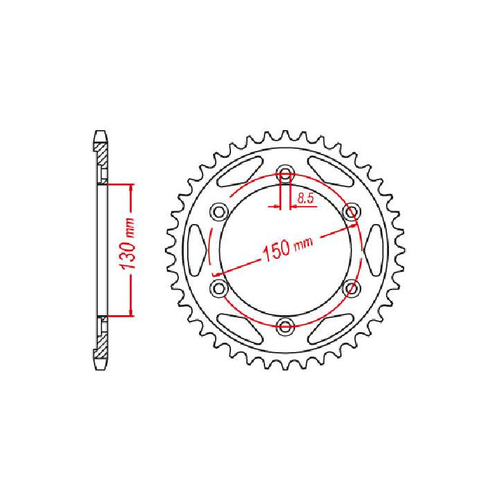 Couronne acier JT 40 dents pas 530 type 298