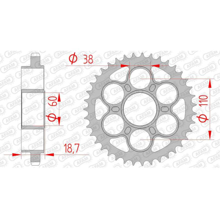 AFAM steel crown 39 teeth not 525 type 50901 Ducati 1199 Panigale