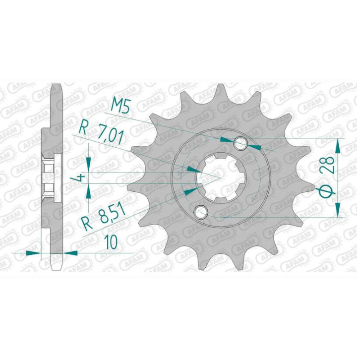 Pignon AFAM 15 dents pas 420 type 49100 Cagiva 50 Mito