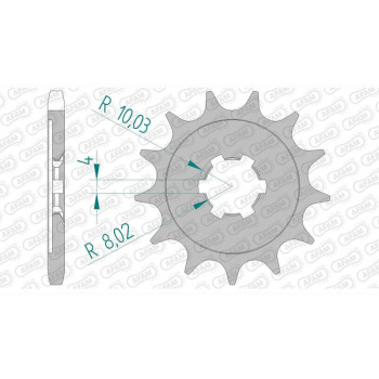 Pignon AFAM 14 dents pas 428 type 24100 Kawasaki KX 80