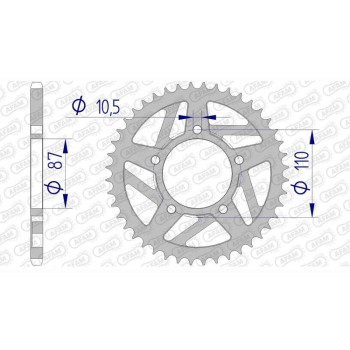 Couronne alu AFAM 44 dents pas 520 type 15405 Couronne alu AFAM 44 dents pas 520 type 15405