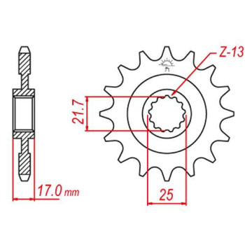 Pignon JT 15 dents pas 520 type 1381 Honda CB500F