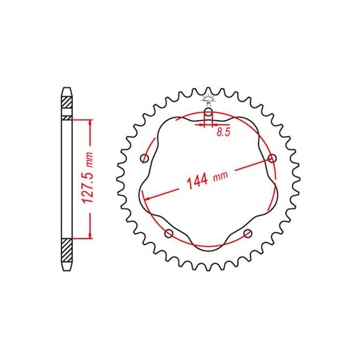 Couronne alu JT 36 dents ultra-light pas 520 type 751