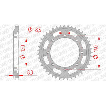 Couronne acier AFAM 43 dents pas 520 type 16501 Kawasaki KLR 600 Couronne acier AFAM 43 dents pas 520 type 16501 Kawasaki KLR 600