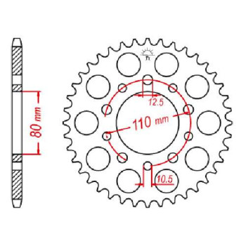 Couronne acier JT 43 dents pas 525 type 1332