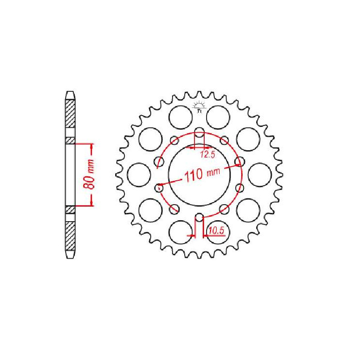 Couronne acier JT 41 dents pas 525 type 1332
