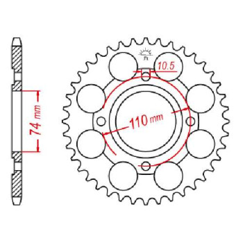 Couronne acier JT 41 dents pas 530 type 852