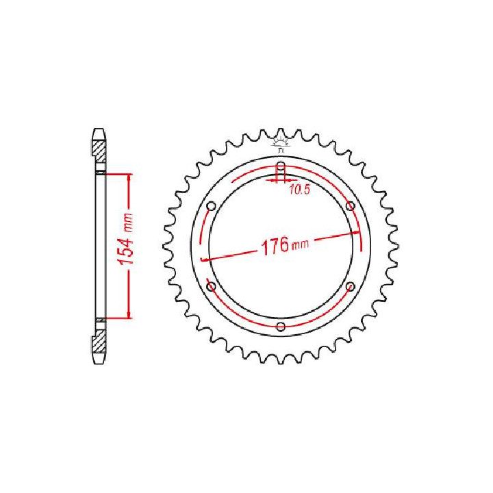 Couronne acier JT 43 dents pas 525 type 1346