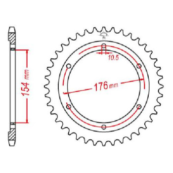 Couronne acier JT 43 dents pas 525 type 1346