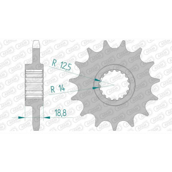 Pignon AFAM 16 dents pas 525 type 61801 Aprilia RSV 1000 4V SBK F