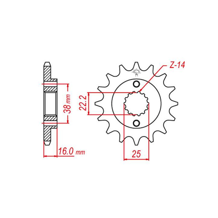 Pignon JT 15 dents pas 520 type 736 Pignon JT 15 dents pas 520 type 736