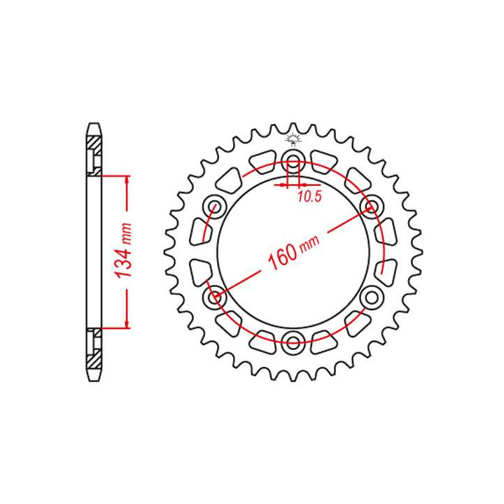 Couronne alu JT 43 dents ultra-light pas 520 type 1308
