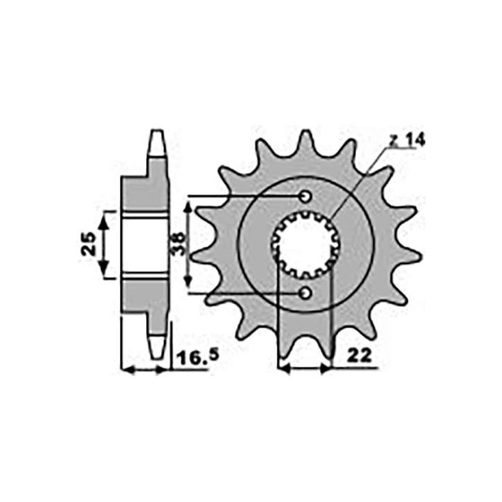 Pignon PBR 15 dents pas 525 type 2205
