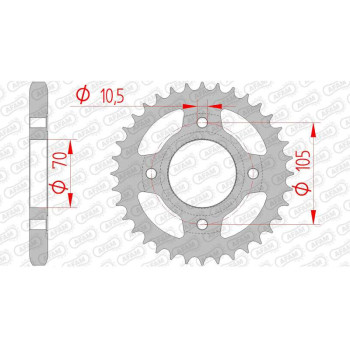 Couronne acier AFAM 36 dents pas 530 type 10401 Honda CB 250 Couronne acier AFAM 36 dents pas 530 type 10401 Honda CB 250