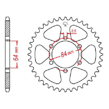 Couronne acier JT 47 dents pas 428 type 809