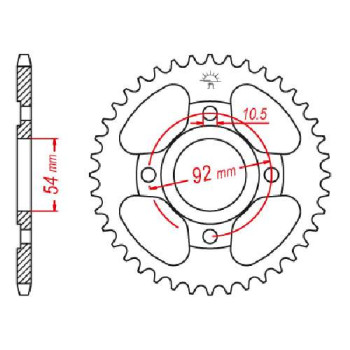 Couronne acier JT 45 dents pas 428 type 835 Couronne acier JT 45 dents pas 428 type 835