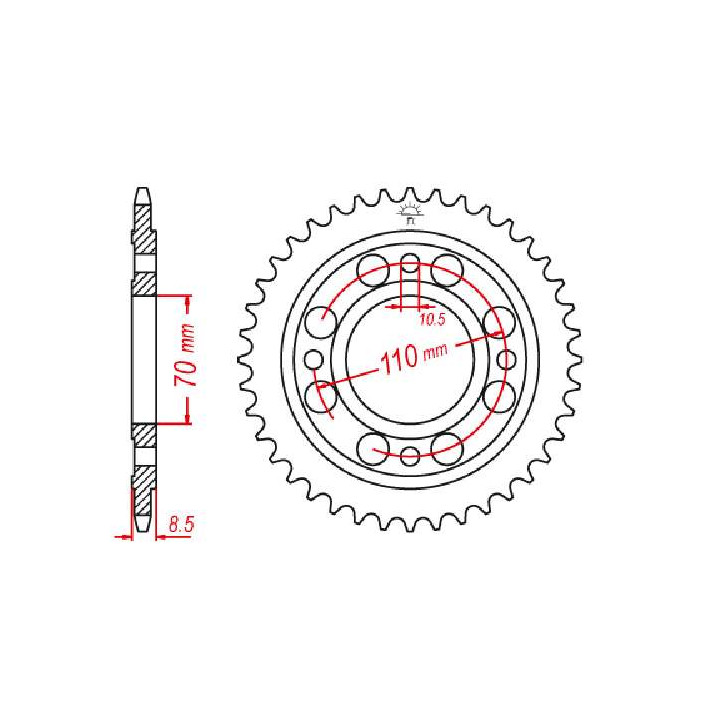 Couronne acier JT 41 dents pas 520 type 247