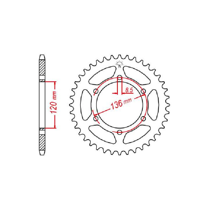Couronne acier JT 39 dents pas 520 type 846