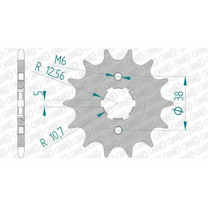 Pignon AFAM 14 dents pas 520 type 21308 Sachs (Hercules) 125 Road