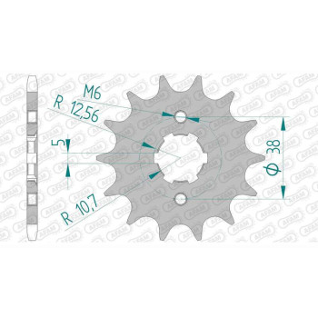 Pignon AFAM 14 dents pas 520 type 21308 Sachs (Hercules) 125 Road