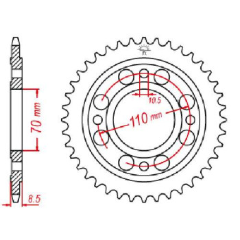 Couronne acier JT 36 dents pas 520 type 247