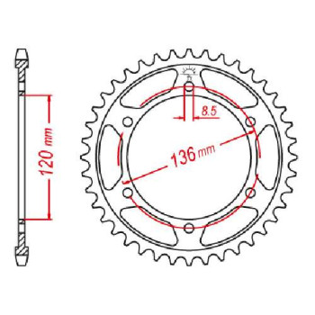 Couronne acier JT 38 dents pas 530 type 862